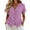 Purple, variant on Ashirexll Short Sleeve Shirts for Women Spring and Summer Color and Linen V-Neck Short Sleeve Button Cardigan Top