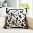 thumbnail image 2 of Unique Bargains Set of 2 Chenille Leaves Jacquard Throw Pillow Covers Black, 2 of 7