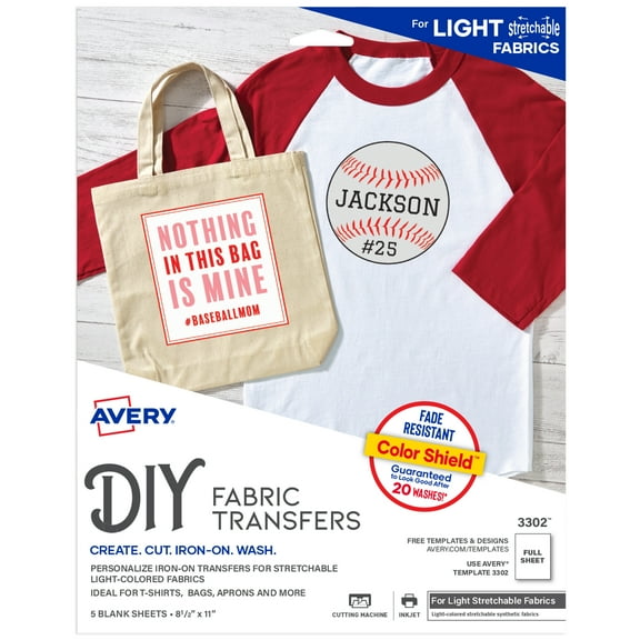 Avery Stretchable Heat Transfer Paper, 8.5" x 11", 5 Sheets (3302)