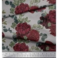 thumbnail image 2 of Soimoi Gray Poly Georgette Fabric Leaves & Maroon Floral Print Sewing Fabric BTY 52 Inch Wide, 2 of 3