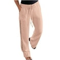 thumbnail image 5 of BVOFAR Women's Side Hollow Cotton Linen Summer Pants Elastic Waist Drawstring Lightweight Trousers Solid Color Lounge Pants with Pockets 2025, 5 of 9
