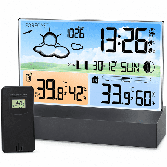 INSMART Weather Station, Wireless Indoor Outdoor Color Display Thermometer with Weather Forecast