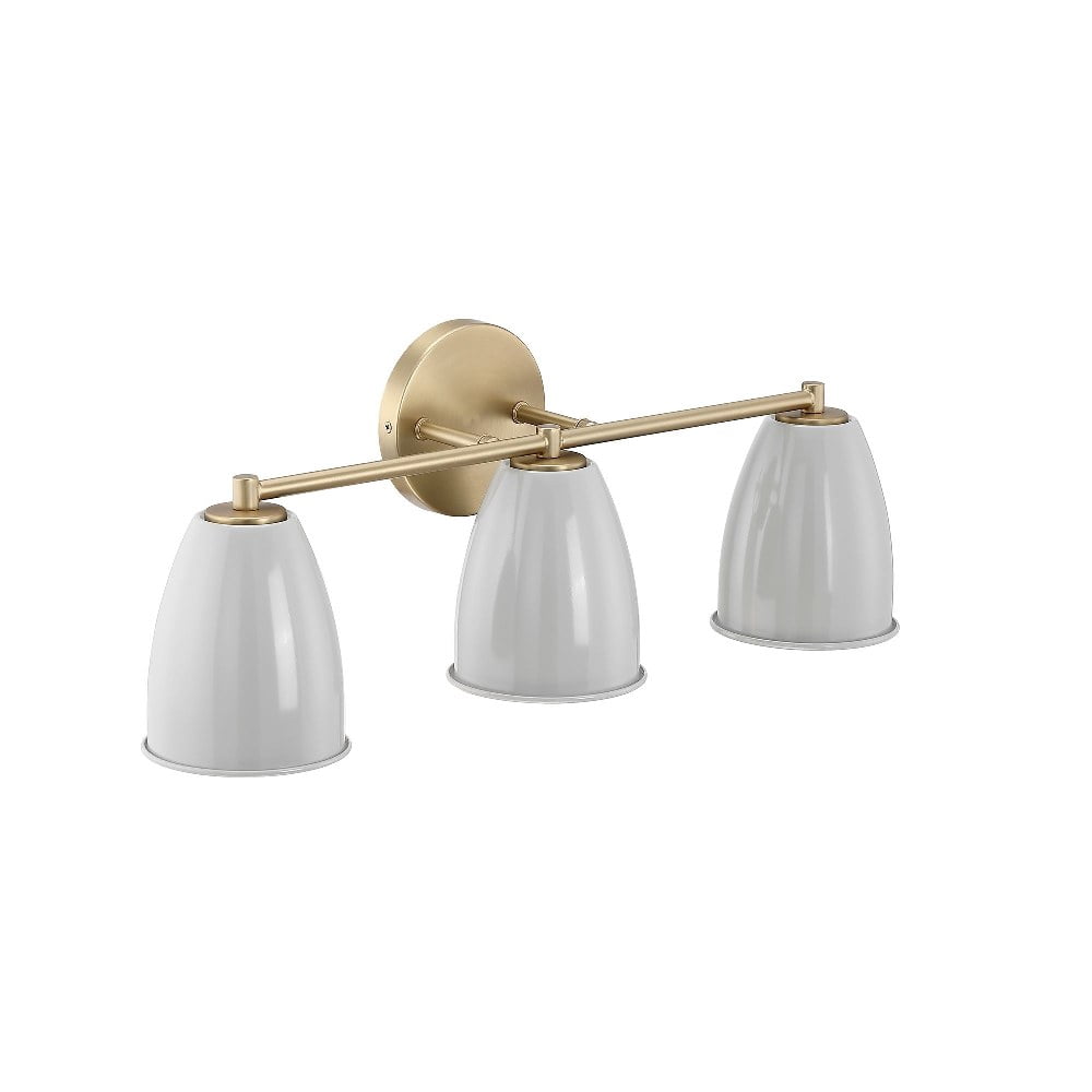 Designers Fountain Biba 24 inch 3-Light Brushed Gold Modern Bathroom Vanity Light Fixture with Grey Sky Metal Shades, D287M-3B-BG