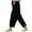 Black, variant on ZACPNCV Pants for Girls Summer Casual Loose Cotton Linen Straight Wide Leg Drawstring Elastic Waist Solid Cropped Pant Black 12-13 Years