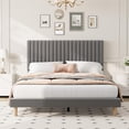 thumbnail image 2 of Queen Size Bed Frame, Adjustable Height Headboard, Velvet Upholstered Platform Bed Frame, No Box Spring Needed, Easy Assembly, Grey, 2 of 7