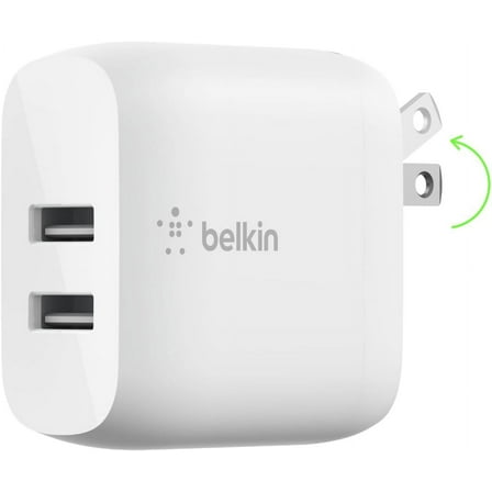 Open Box Belkin 24-Watt Dual Port USB Wall Charger for iPhone - White