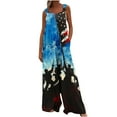 thumbnail image 6 of Wiyuqeen Independence Day Overalls for Women Summer Sleeveless Cotton Linen Bib Overalls Vintage 4th of July Wide Leg Jumpsuits with Pocket, 6 of 8