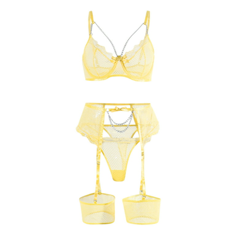 Cotton Essentials Lace-Trim Unlined Bra in Yellow