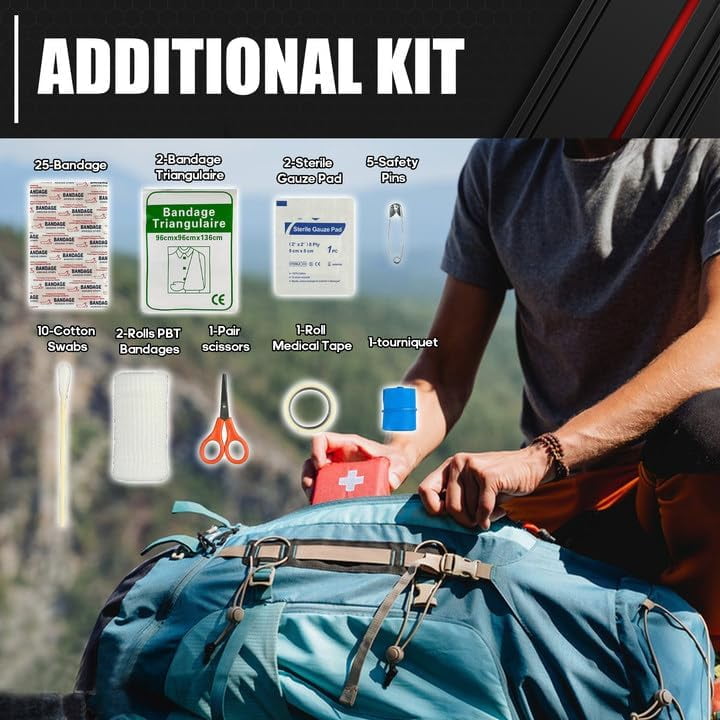YIYITOOLS 90-Piece Car Emergency Kit, All-in-One Roadside Assistance Kit with Air Compressor, Jumper Cables