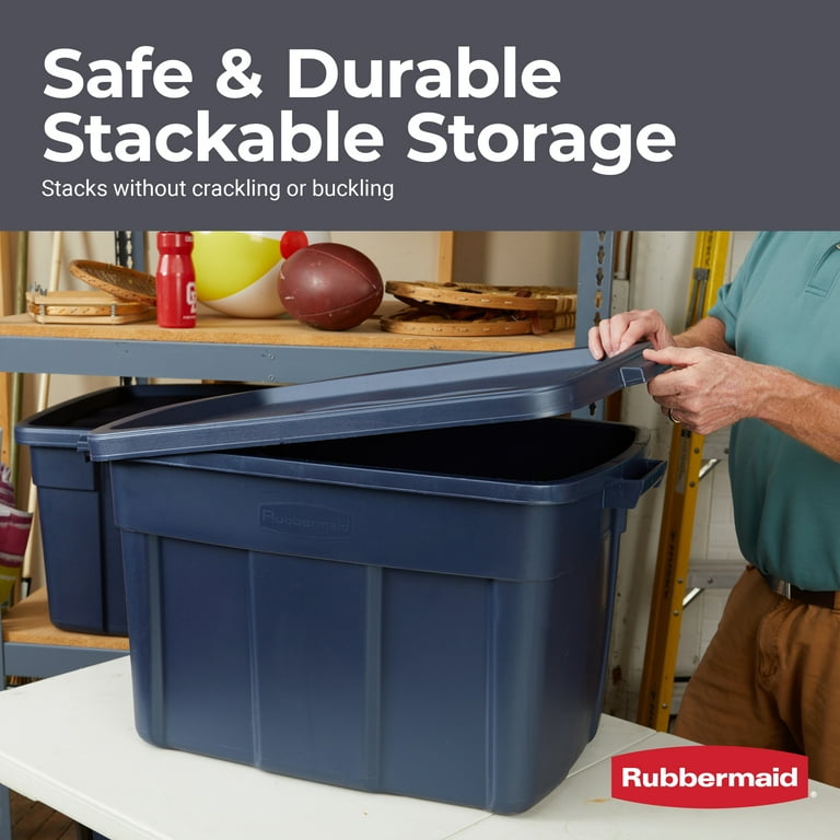 Set of 4 12 Gal Snap Lid Storage Bin Stackable Containers Garage Organizer  Bins