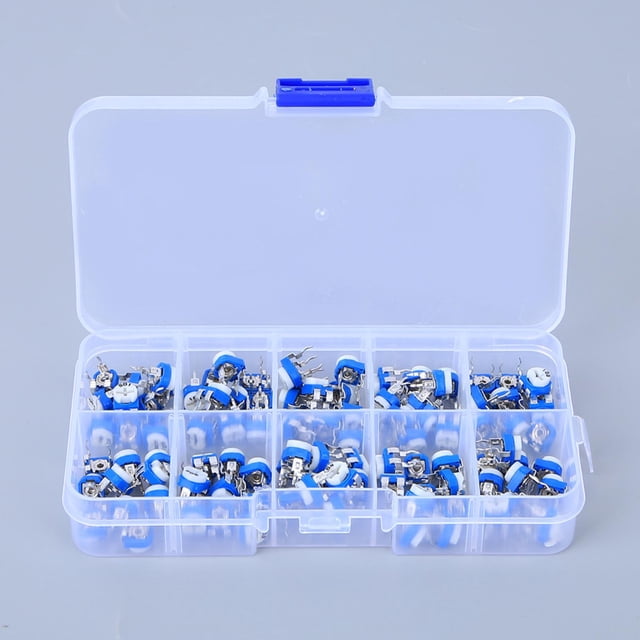 Juego De Resistencias Ajustables, 100 Uds., Azul Y , Kit De Potenciómetro, Suministros Eléctricos De Resistencia Reguladora