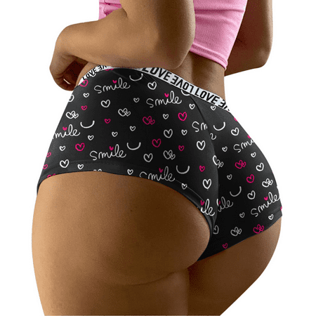 Fulorrnie Underwear for Women Breathable Bikini Comfort Cute Panty Briefs Elastic Waist Stretchable Seamless Panties  Black  XL