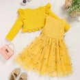 thumbnail image 2 of ZEHJUHAN Baby Girl's Sleeveless Flower Applique Mesh Tutu Dress Lace Button Cardigan Set for Party Yellow，3-6M, 2 of 8