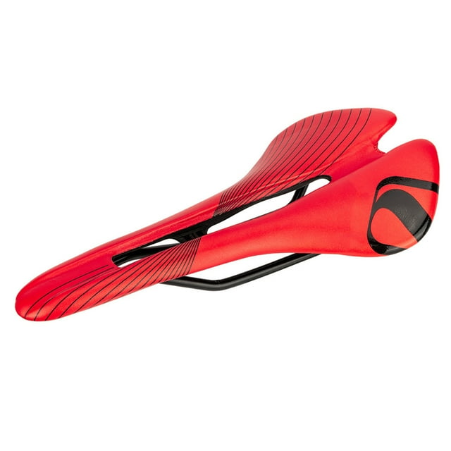 Eigraketly Asiento de bicicleta, ligero, ahuecado, suministros de ciclismo, cómodo cojín de esponja gruesa para bicicletas, sillín de bicicleta Ciclismo Negro rojo