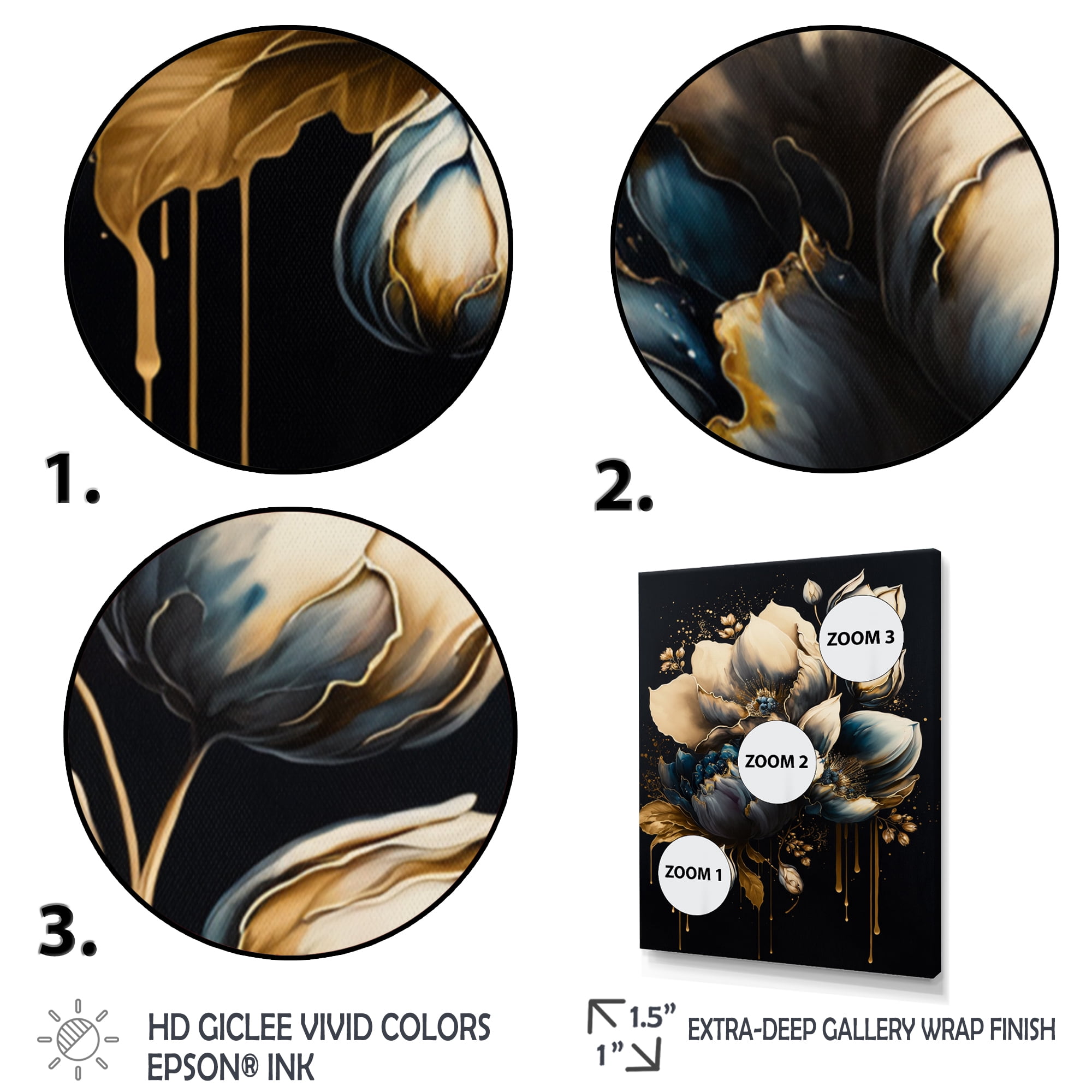 Designart Blue And Gold Tulips III Canvas Wall Art