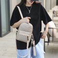 thumbnail image 3 of Bolso de mensajero con patrón de celosía retro para mujer Mochila pequeña de color puro (caqui) Likrtyny Para estrenar, 3 of 9