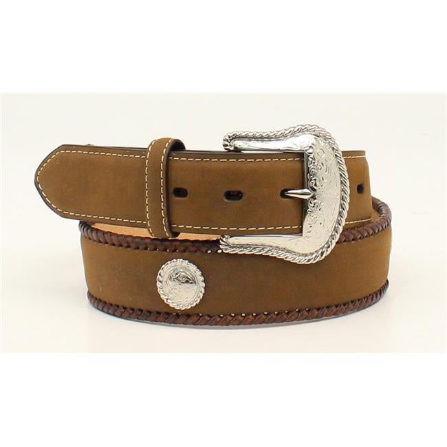 Nocona Western Mens Belt Leather Lacing Round Concho Brown N2474002 Nocona Western Mens Belt Leather Lacing Round Concho Brown N2474002