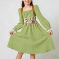 thumbnail image 7 of hengsof Teen Girls Party Dress for 7-13 Years Old Sweet Floral Print Puff Sleeve Ruffle Hem Belted Waist Gown Formal Event Celebration Wear, 7 of 7