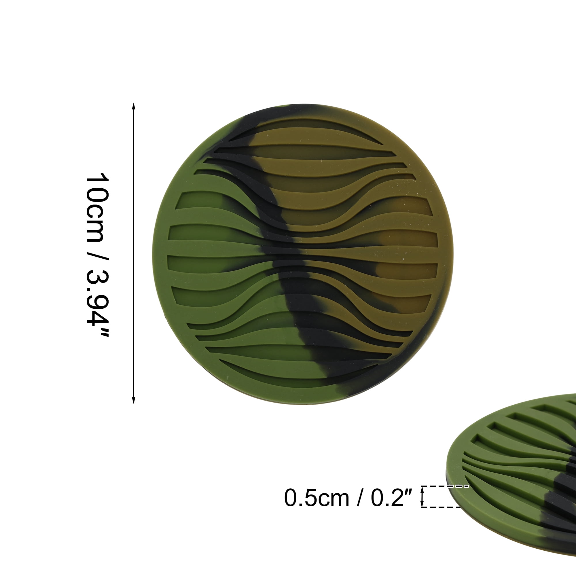 Unique Bargains Water Repellent Wave Drink Coaster Set Army Green Camo