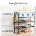 thumbnail image 7 of Sindcom 3 Tier Expandable Metal Shoe Rack with Hook, Shoe Organizer for Entryway Closet, Black, 7 of 7