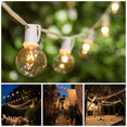 100 Foot White String Lights G40 Clear Globe Bulbs (White Wire