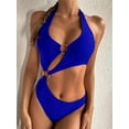thumbnail image 3 of Women's O-Ring Cutout Halter One Piece Swimsuit High Cut Bathing Suit, 3 of 6