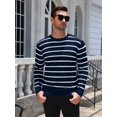 thumbnail image 3 of COOFANDY Men's Striped Crewneck Sweaters Long Sleeve Knit Pullover Lightweight Slim Fit Sweater, 3 of 8