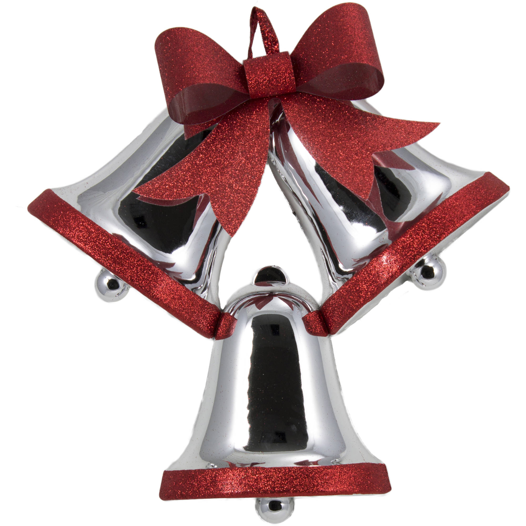 Holiday Time Silver/Red Glitter Bells - Walmart.com - Walmart.com