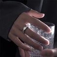 thumbnail image 5 of Anillo de acero inoxidable para dedo pulgar de hombre en tono plateado, anillos de promesa para hombre, banda de boda de ajuste cómodo, 5 of 5