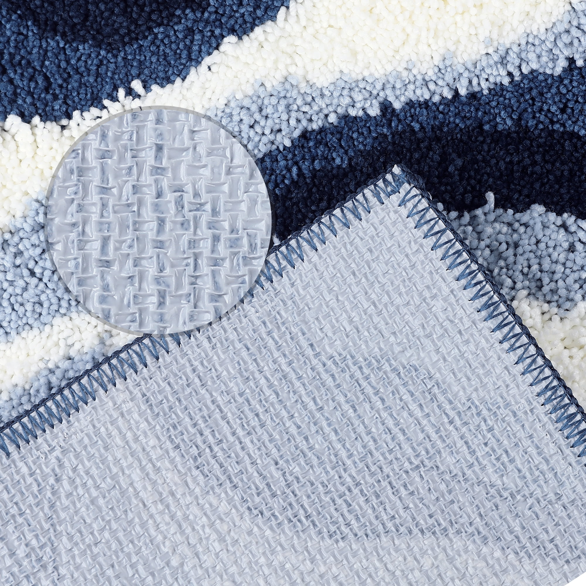 Unique Bargains Bathroom Rug Soft Bath Mat Non-Slip Thickening Bath Rugs Dark Blue 16"x24"