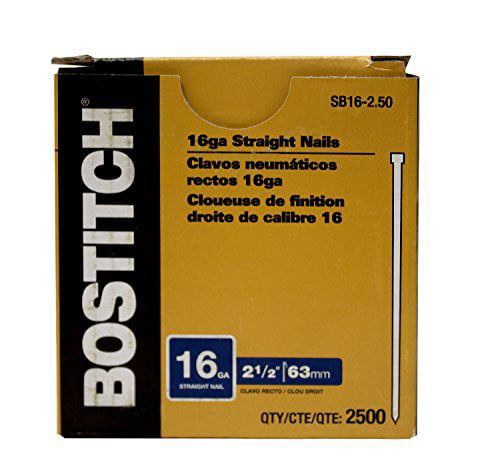 BOSTITCH BT542B 1-5/8 Inch 16-Gauge .080" Straight Finish Nails 2500-Per Box 