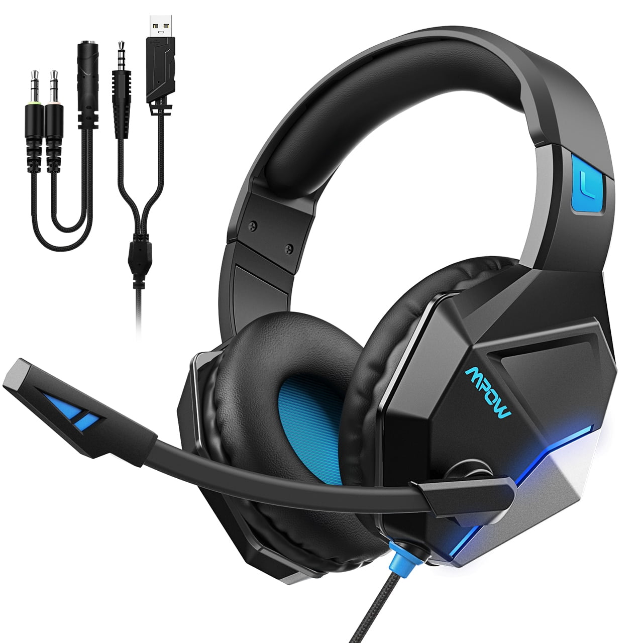 Alcatraz Island Uitgaan van soep Mpow Gaming Headset for PS4, 120° Rotatable Noise Cancelling Microphone, 3D  Bass Surround Wired Gaming Headset for PC/PS4/PS5/Xbox/Switch, over Ear  Gaming Headphones with LED Light, 3.5mm Headphones - Walmart.com