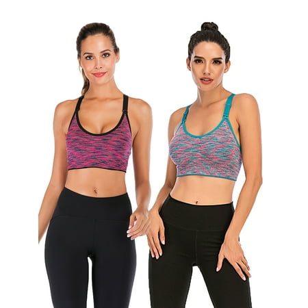 

DODOING 2 Pack Comfort Sport Bra Activewear Fitness Sports Bra Juniors Seamless High Impact Support Workout Yoga Bra Gym