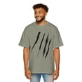thumbnail image 3 of Effete Feline Claw Marks Scratch Men's Heavy Oversized Tee, 3 of 5