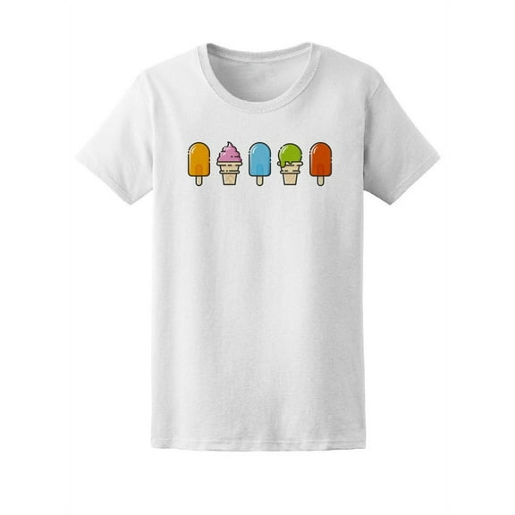 Cute Colorful Ice Cream Set T-Shirt Women -Image by Shutterstock, Female Medium
