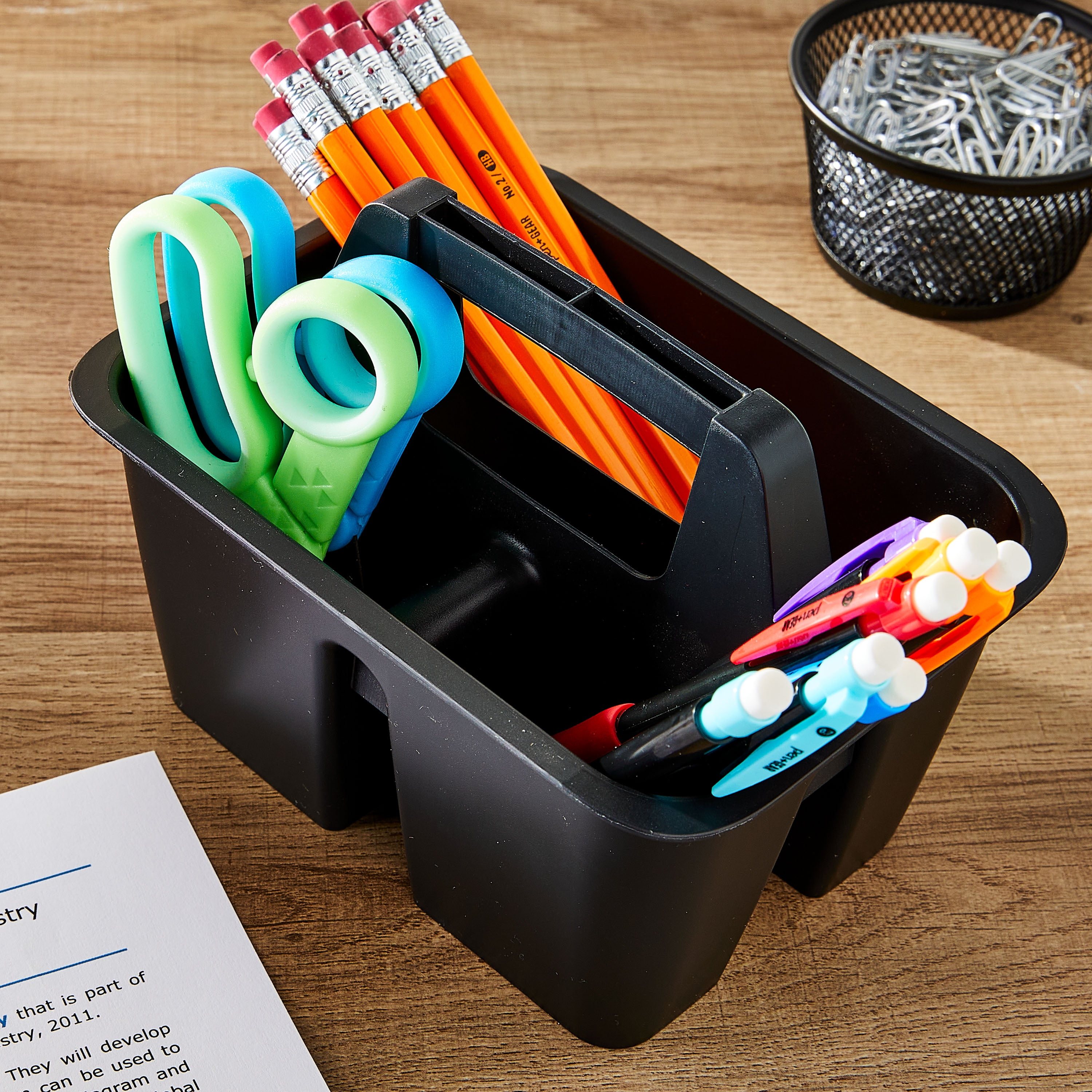 (6 pack) Pen+Gear Solid Print 4 Compartment Desktop Organizer & Pencil Holder Type, Black, 1 Pack 1 Count
