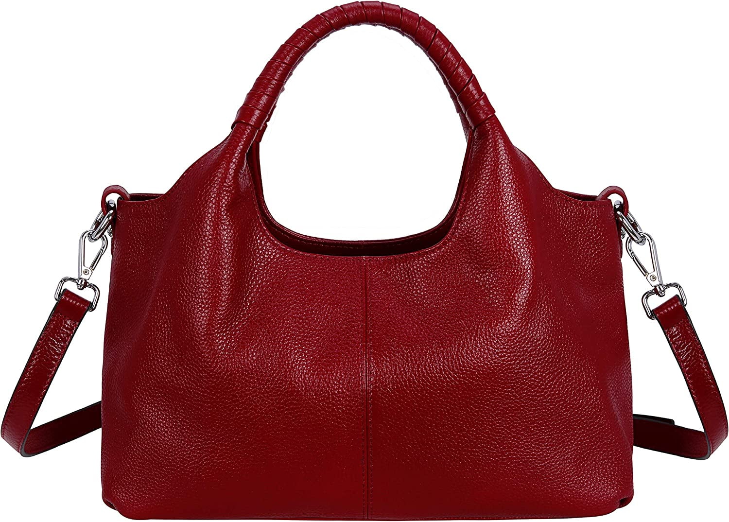 Bellella Handbag for Women Genuine Leather Top Handle Satchel Classic Tote Shoulder Bag Work Travel Crossbody Bags Red