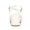 thumbnail image 2 of BLISSFUL STEP Edition Women's Square Toe Knots Ankle Strap Block Heels Sandals Lime White 7, 2 of 6