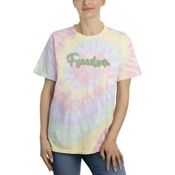 Freedom Text Tie Dye Spiral Women -Smartprints Designs, Female Large