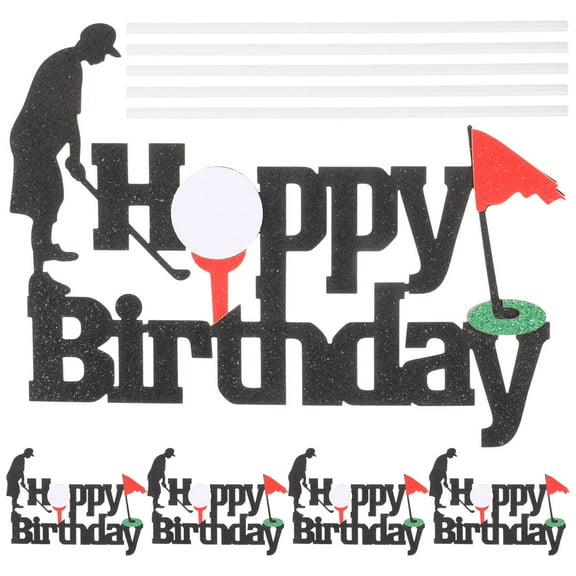 HORIALENCE Cake Topper Black Paper 5Pcs 6.3X4.3X0.04In