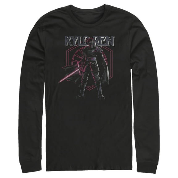 Men's Star Wars: The Rise of Skywalker Kylo Ren Emblem Long Sleeve Shirt Black Large