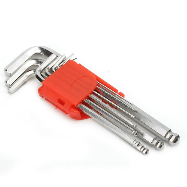 Ensemble de Clés Hexagonales en Acier Chromé Premium 9 Pcs avec Étui de Protection - Clés en L pour Projets de Réparation Auto & Bricolage (1.5mm à 10mm)