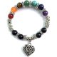 thumbnail image 4 of 10MM 7 Chakra Religión Curación Equilibrio Pulsera de cuentas de piedra Yoga Reiki Charm Pulseras de corazón ER, 4 of 4