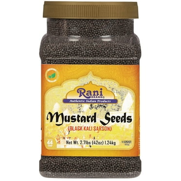 Rani Black Mustard Seeds Whole Spice (Kali Rai) 42oz (2.7lbs) 1.22kg Bulk PET Jar ~ All Natural | Gluten Friendly | NON-GMO | Vegan | Kosher | Indian Origin