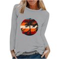 thumbnail image 2 of EQWLJWE Chemises à Manches Longues pour Femmes Mode d'Entraînement Printemps Imprimé Manches Longues Col Rond Tee Décontracté Hauts Vêtements d'Automne pour Femmes, 2 of 6