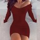 thumbnail image 4 of Vestido ajustado de manga larga con hombros descubiertos y sexy para mujer, vestido de verano 2024 de punto blanco, minivestidos para mujer, bata femenina, 4 of 5