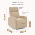 thumbnail image 5 of Delta Children Riley Pushback Stationary Recliner, Boucle Textured Fabric with Pocketed Coil Cushion and Side Storage Pocket, Wheat, 5 of 19