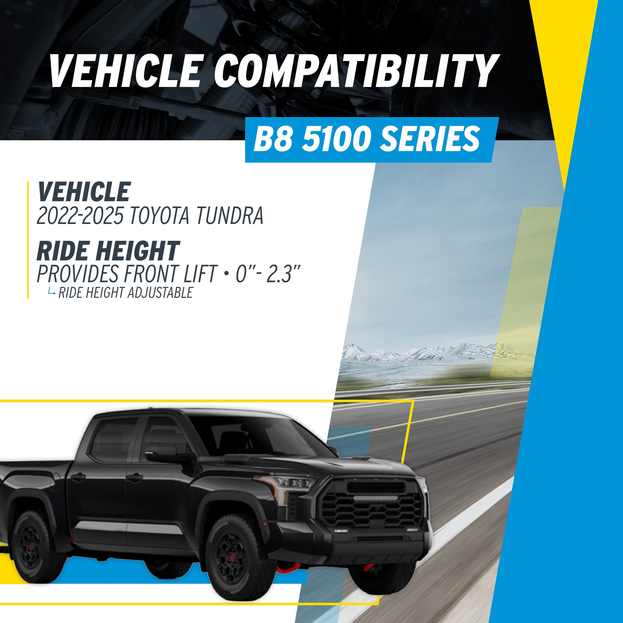Bilstein Pair of Front B8 5100 Series Shocks Compatible with 2022-2025 Tundra | Provides 0-2.3" Front Lift