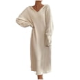 thumbnail image 2 of OSFVNOXV Long Sweater Dress for Women with Hood Fall Trendy Knit Shirt Ribbed Tunic Maxi Dress Sleepwear Lounegwear, 2 of 9