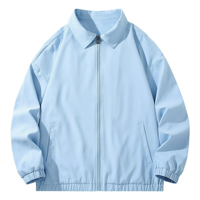 ShomPort Mens Drop Shoulder Jackets Turn Down Zip Up Elastic Cuff Long Sleeve Casual Coats Solid Color Basic Daily Jackets